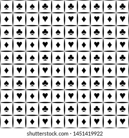 Seamless tiled casino vector pattern on white background.