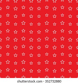 Seamless tiled Christmas red geometric pattern of white stars in garlands. New year gift paper background. Vector illustration.