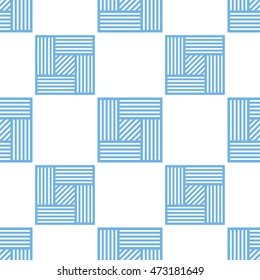 Seamless tiled geometric pattern of squares. Geometric Blue and white background. Vector illustration.