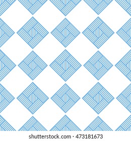 Seamless tiled geometric pattern of squares. Geometric Blue and white background. Vector illustration.