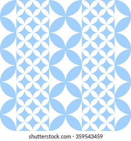 Seamless tiled monochrome blue background with white petals and flowers. Pattern for ceramics. Vector illustration.