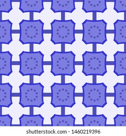 Seamless tiled ornament repeat symmetric tracery blue background for print, textile, wrapping
