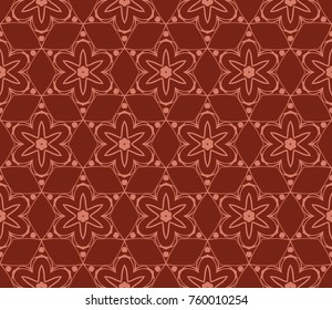 Seamless tiled pattern. Classical geometric flower vector design. Modern fashion illustration