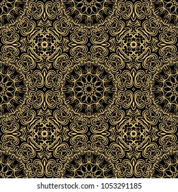 Seamless tiled pattern with floral motives. Vector illustration for print, wallpaper, textile, fabric