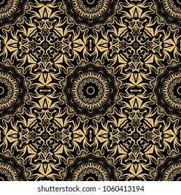 Seamless tiled pattern with floral motives. Vector illustration for print, wallpaper, textile, fabric