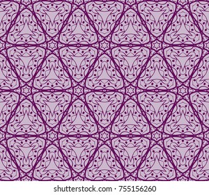 Seamless tiled pattern of floral ornament. Sacred geometry oriental trellis print. Vector Illustration.