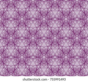 Seamless tiled pattern of floral ornament. Sacred geometry oriental trellis print. Vector Illustration.