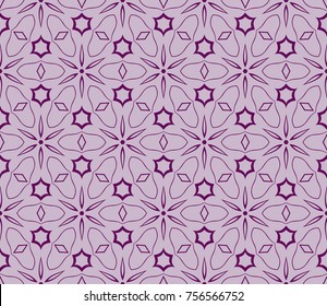 Seamless tiled pattern of floral ornament. Sacred geometry oriental trellis print. Vector Illustration.