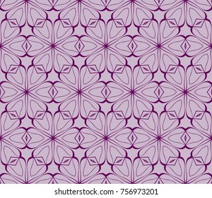 Seamless tiled pattern of floral ornament. Sacred geometry oriental trellis print. Vector Illustration.