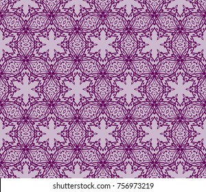 Seamless tiled pattern of floral ornament. Sacred geometry oriental trellis print. Vector Illustration.