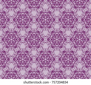 Seamless tiled pattern of floral ornament. Sacred geometry oriental trellis print. Vector Illustration.