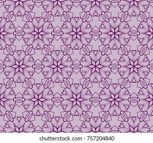 Seamless tiled pattern of floral ornament. Sacred geometry oriental trellis print. Vector Illustration.