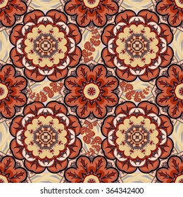 Seamless tiled pattern Royal luxury classical damask vector design. Vector bright brown pattern. 