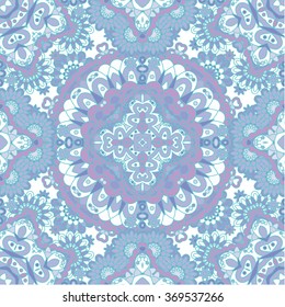 Seamless tiled pattern Royal luxury classical damask vector design. Pastel blue lilac background. Vector stock illustration.