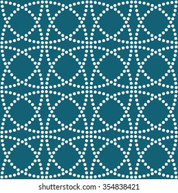 Seamless tiled turquoise geometric background of dots for floor ceramics. Grid. Dotted mosaic pattern. Vector illustration.