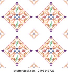 Seamless tiles background. Mosaic pattern for ceramic in dutch, portuguese, spanish, italian style, Vector Tile Pattern, Lisbon Arabic Floral Mosaic, Mediterranean Seamless Ornament, Geometric Folk