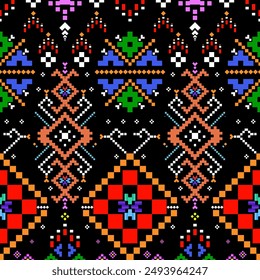 Seamless tiles pixcel. Mosaic pattern for ceramic in dutch, portuguese, spanish, italian style, Vector Tile Pattern, Lisbon Arabic Floral Mosaic, seamless pattern pixcel style, ethnic geometry, ethnic
