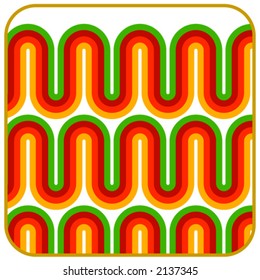 Seamless tiling, classic 70s wave pattern. Part of a seamless tiling collection.