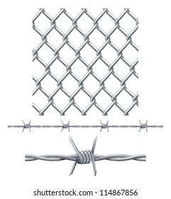 A seamless tiling diamond chainlink fence tile and barbed wire seamless tillable section