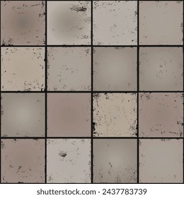 Seamless Tiling Dirty Gritty Old Brown Ceramic Tile Wall Surface Texture Vector
