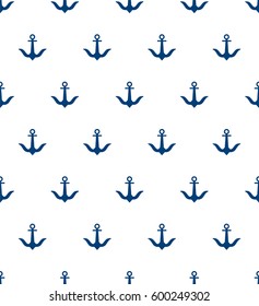 Seamless tiling pattern with anchors. Hipster vector wrapping paper. Stylish fashion ornament. Decorative fabric texture print. Naval banner background. Flat navy illustration for your design