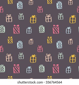 Seamless tiling pattern with Christmas presents.