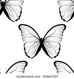 seamless tiling repeating butterfly pattern background with beautiful white butterflies