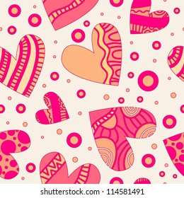 Seamless tiling romantic vector heart texture