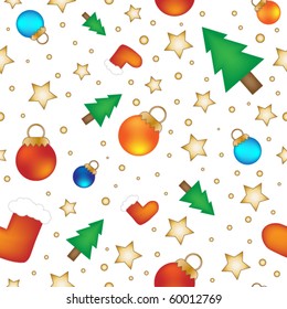 Seamless tiling vector Christmas pattern with baubles