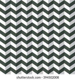 Seamless timber green chevron op art 3d illusion zigzag pattern vector
