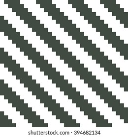 Seamless timber green geometric pixel diagonal stripes festive pattern vector