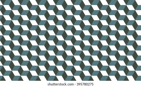 Seamless timber green isometric cubes optical illusion hexagons pattern vector