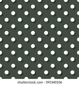 Seamless timber green polka dot with offset shadow pattern vector