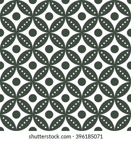 Seamless timber green vintage classical round laces pattern vector