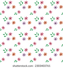 Patrón floral de flor diminuta sin foco. Flor de flores de flores naive de mano. Textura de moda vectorial para tela, textil, papel tapiz