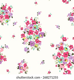 Seamless Tiny Cute Flower,floral Vector Pattern Background