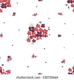 seamless tiny cute flower,floral vector pattern background