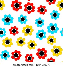 Seamless tiny daisy vector pattern background.Trendy seamless flower pattern.