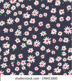 seamless tiny daisy vector pattern background