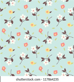 seamless tiny floral pattern on green background