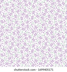 Seamless Tiny Purple Flower With White Background