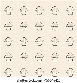 Seamless toadstool pattern.mushroom seamless pattern with grey fly-agaric mushrooms.