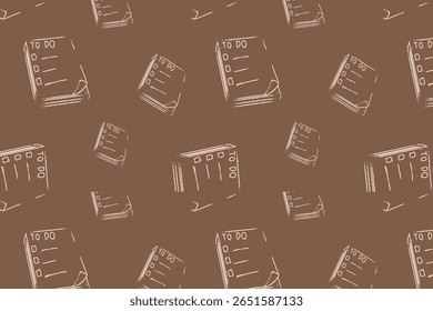 Padrão de esboço contínuo da lista de tarefas em plano de fundo marrom suave. Elemento mínimo desenhado à mão para planejador ou diário de marcadores. Ideal para visuais com temas escolares, designs de notas ou modelos educacionais