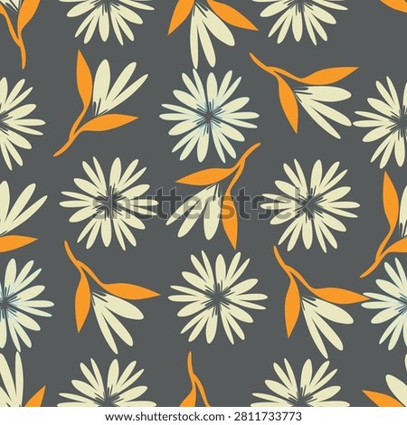 Seamless toile flower pattern in vector. Hand draw vintage floral pattern