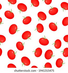 Seamless tomato pattern isolated on white background. Vector illustration