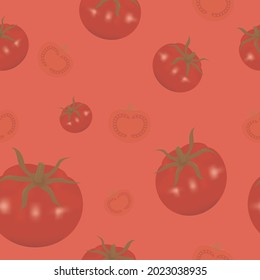 Seamless tomatoes pattern. Tomatoes template background for poster, advertising, banner. Vector illustration design.	