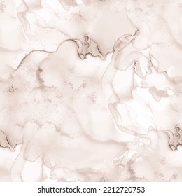 Seamless Tonal Marble. Brown Color Background. Brown Abstract Marble. Cream Marble Background. Alcohol Ink Background. Beige Light Template. Brown Light Pattern. White Ink Tile. Coffee Brown Color