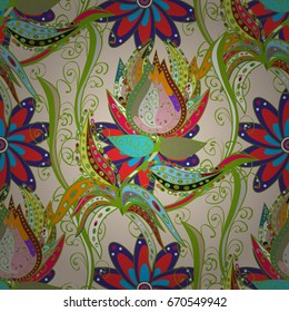 Seamless Tony fabric pattern. Cute Floral pattern in the small flower. Vector illustration. Fashionable fabric pattern.