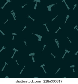 Seamless tools pattern on a dark background. Vector illustration.