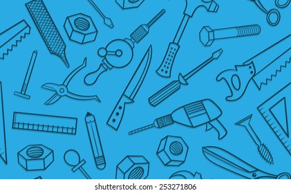 seamless tools pattern outline vector illustration